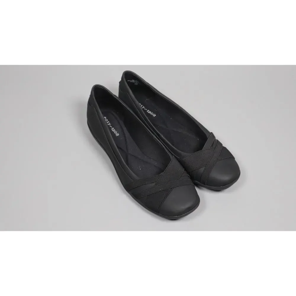 Easy Spirit Acasia Women's Slip On Black Loafers Flats Size 8 W Wide Leather